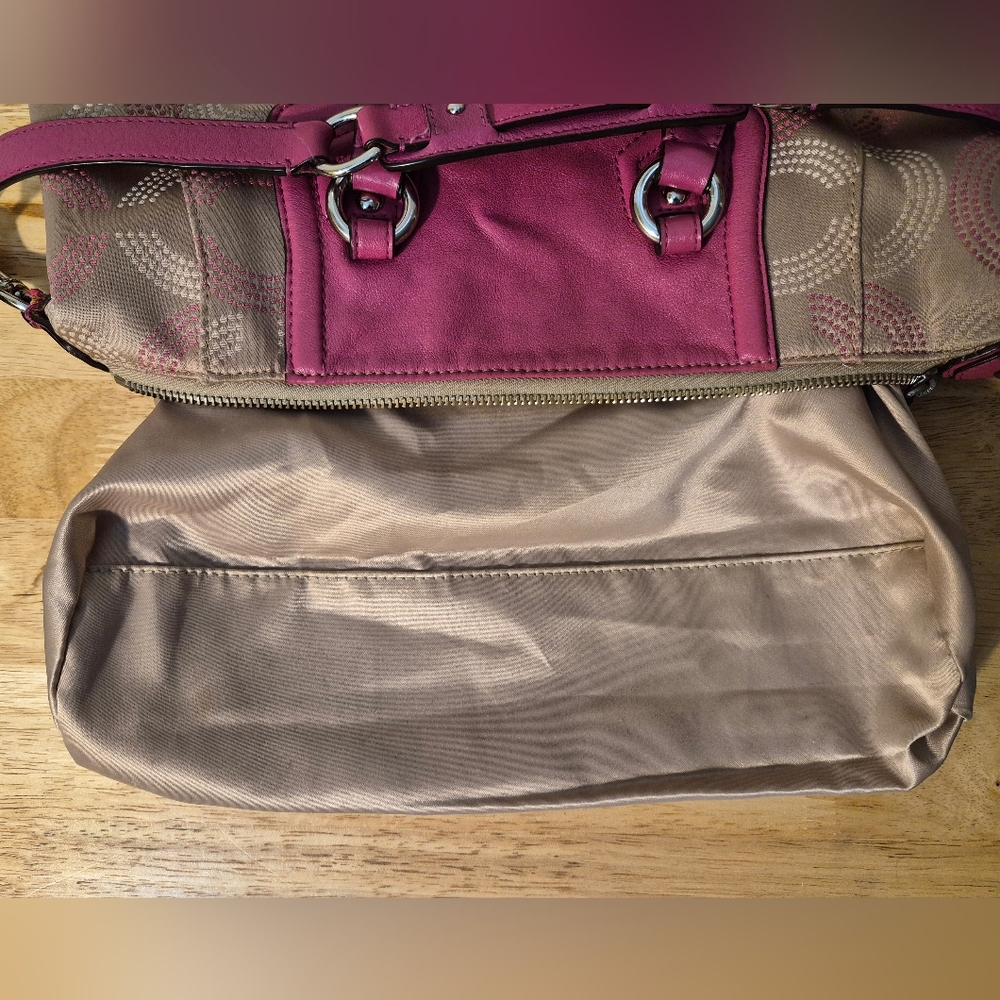 Coach Ashley Op Art Pink and Tan Satchel - Picture 8 of 12